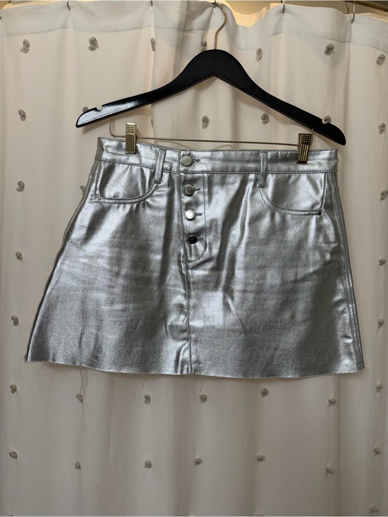 Zara Dresses & Skirts - Zara Silver Metallic Button-Front Mini Skirt